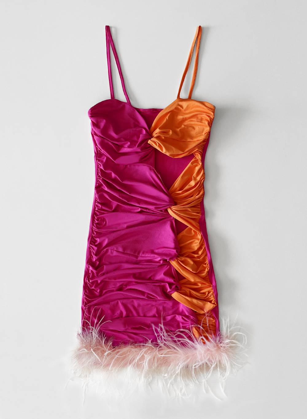 Le Volière BETHANY Vestito elasticizzato fucsia e arancione con fori Pezzi Unici