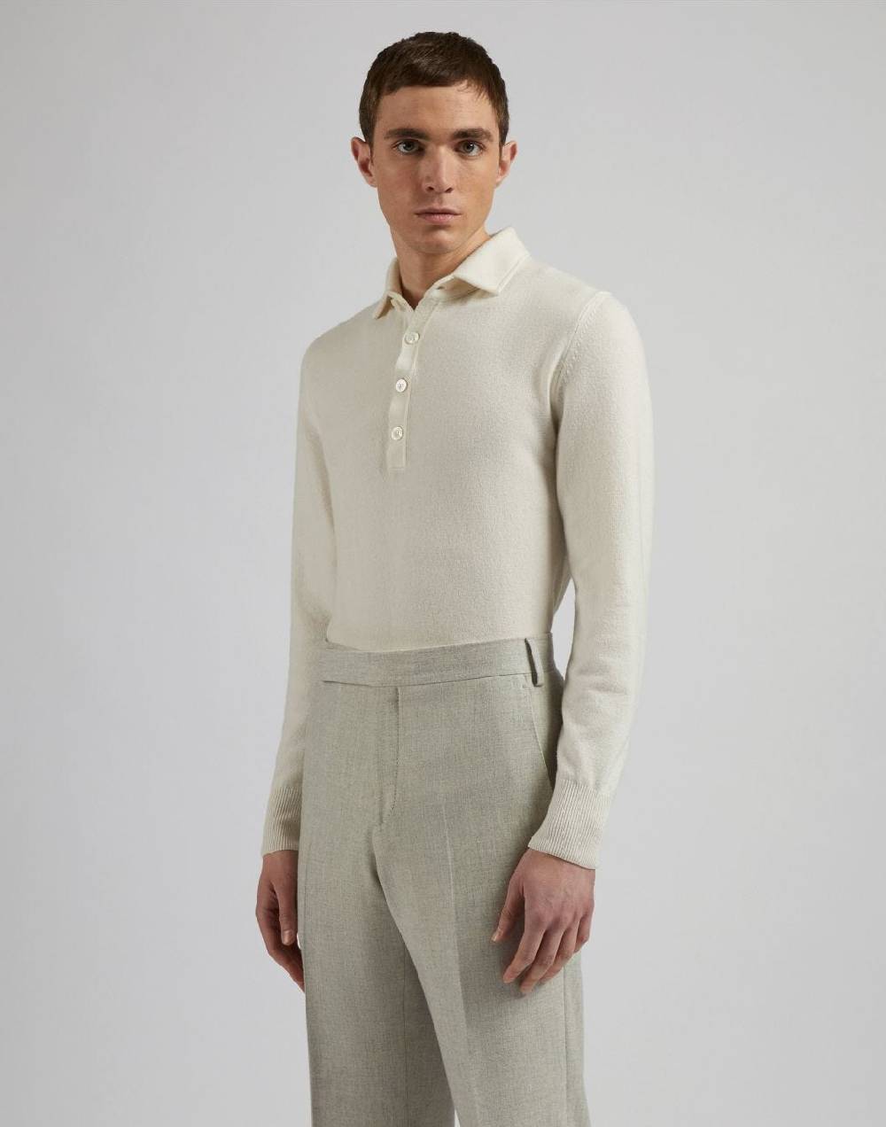 Lardini Polo bianca in 100% puro cashmere cariaggi titolo 2/28 2025