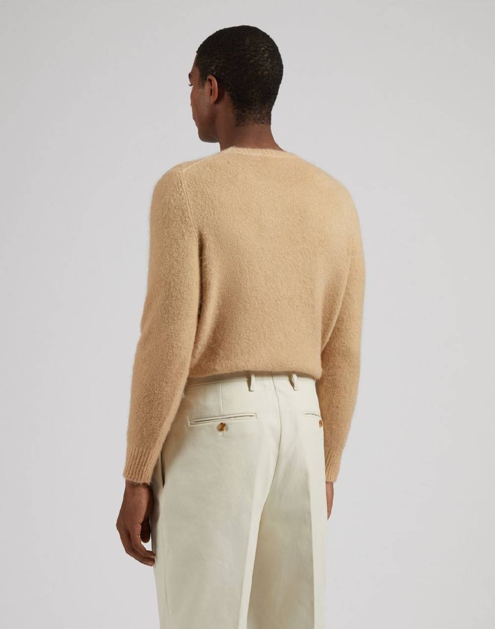 Lardini Maglia girocollo beige a maglia rasata Nuovo