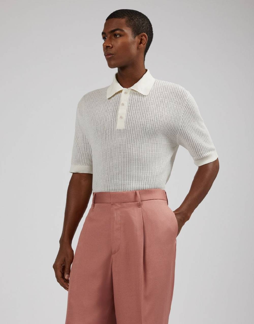 Lardini Polo bianca con lavorazione a punto traforato Moda