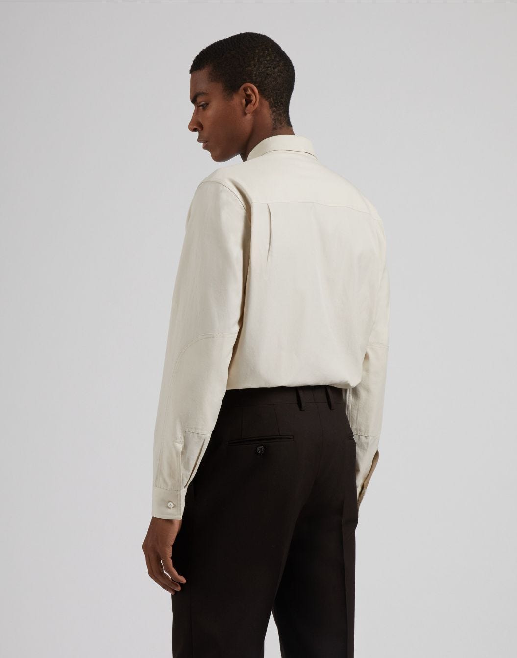 Lardini Camicia relaxed panna in twill di cotone washed Offerte