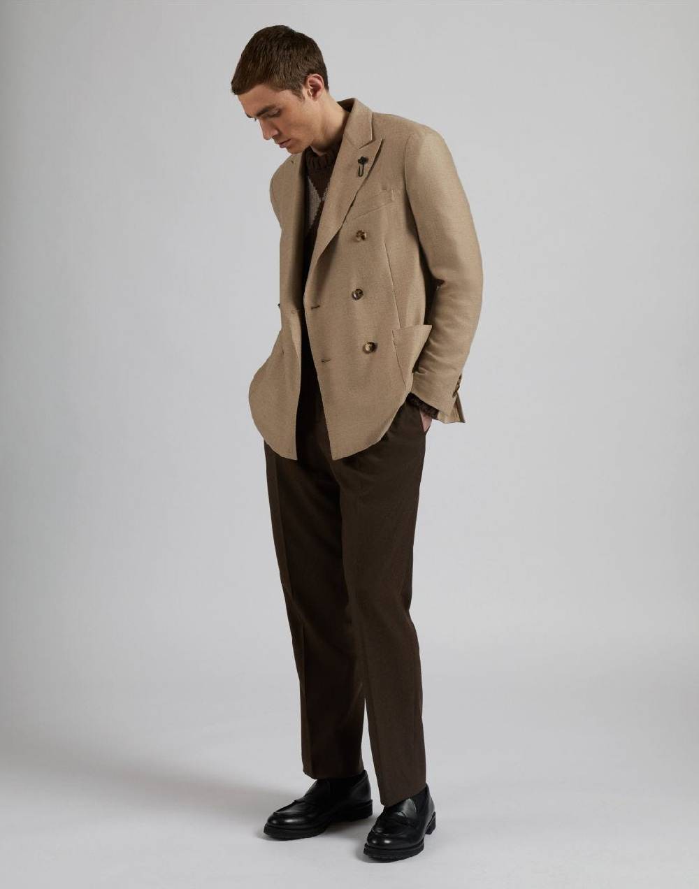 Lardini Giacca special line beige doppiopetto in cashmere natural stretch Negozi Online