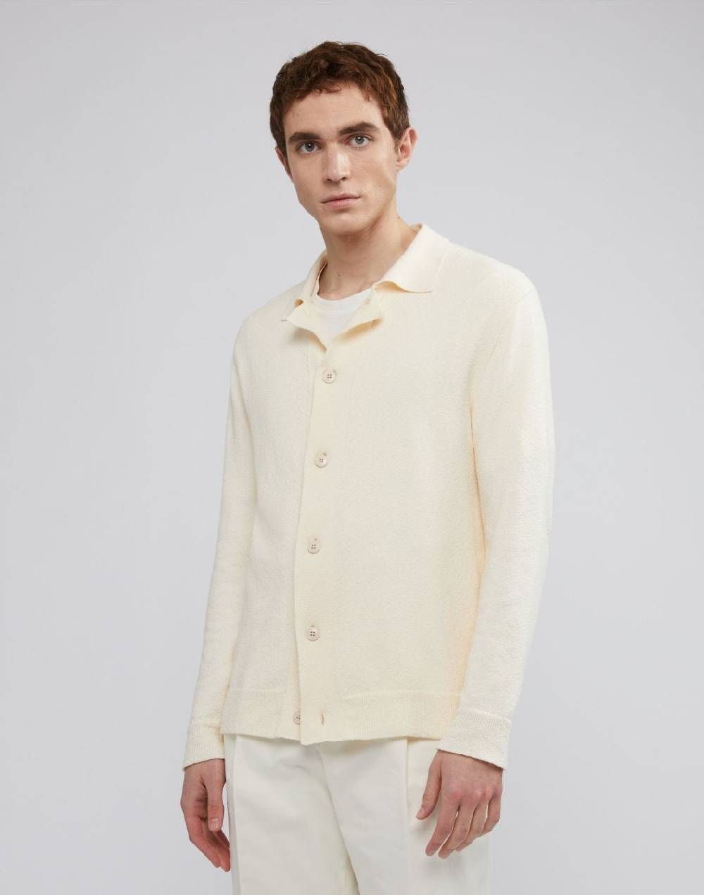 Lardini Cardigan panna in cotone e poliamide con bottoni Convenienza