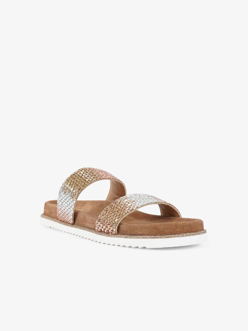 CB FUSION Sandali bassi metallizzato con doppia fascia CBF.R224013 donna pelle rosa Promozione Limitata