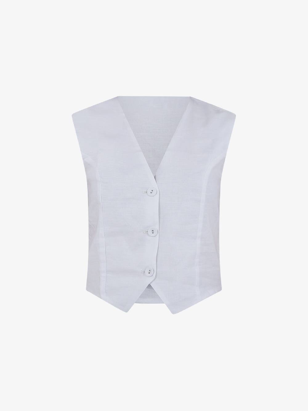 GLAMOROUS Top gilet ampio GS0793 donna cotone bianco Economico