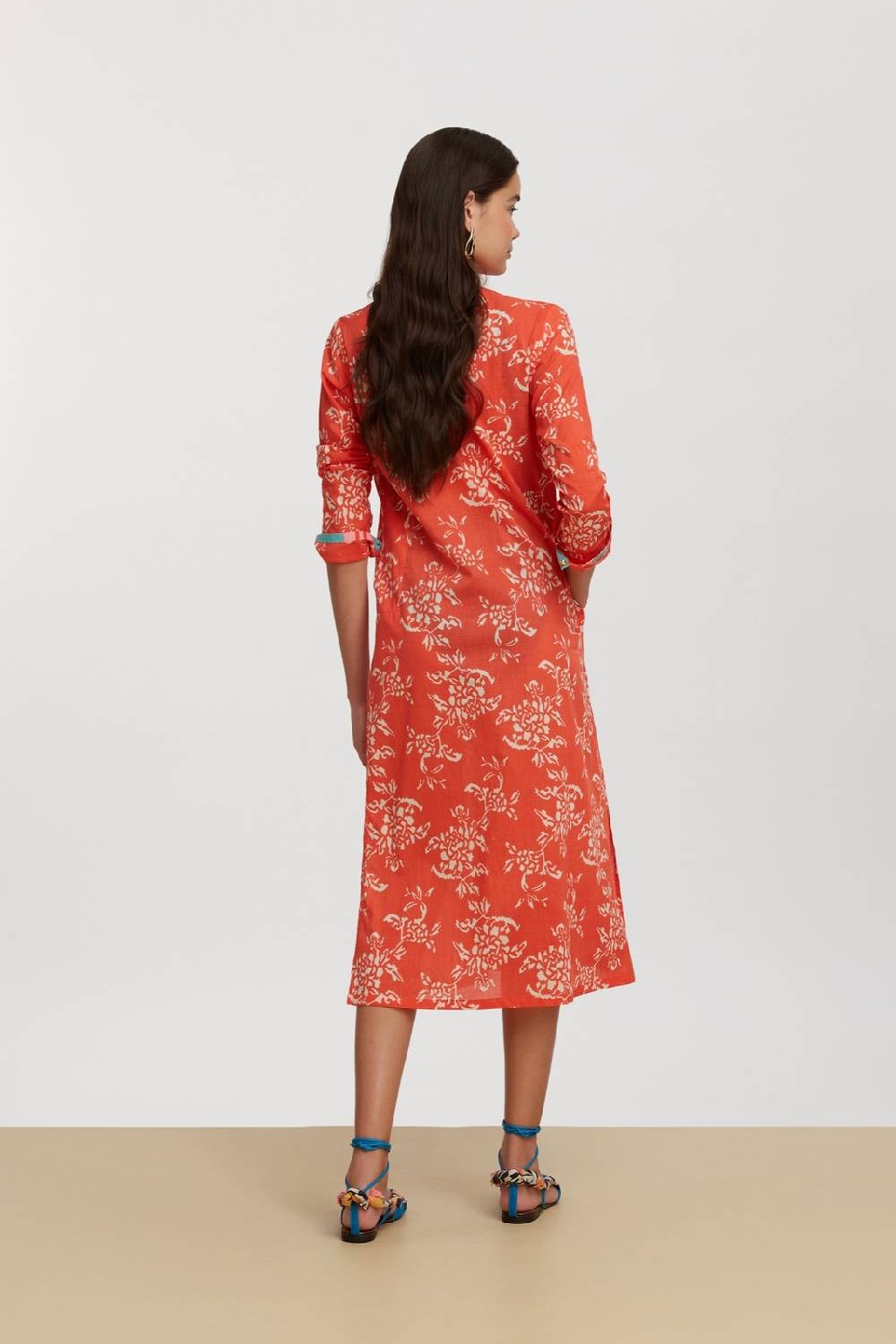 Lisa Corti kurta lunga aperta kandem design coral In Saldo