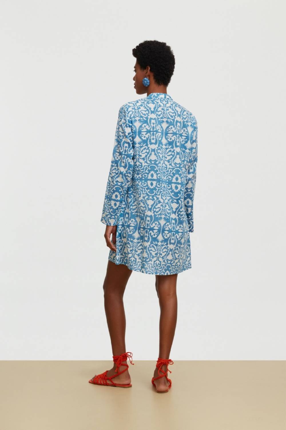 Lisa Corti kurta corta damask design white blue Affare Del Giorno