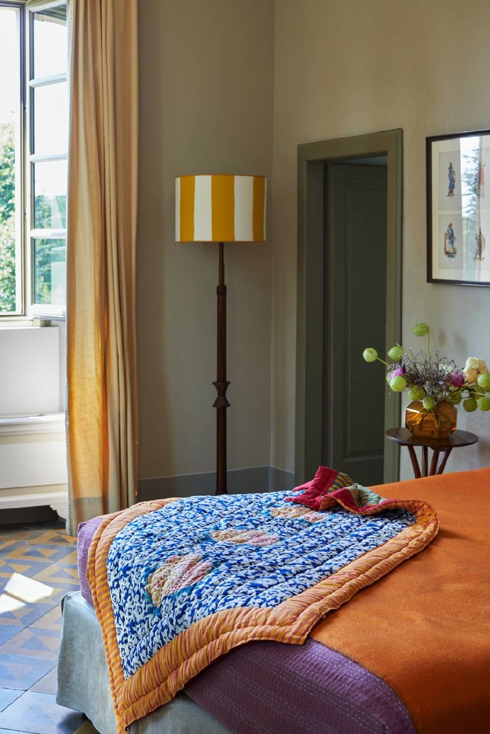 Lisa Corti trapunta reversibile 110x180cm arabesque corolla blue natural Offerta