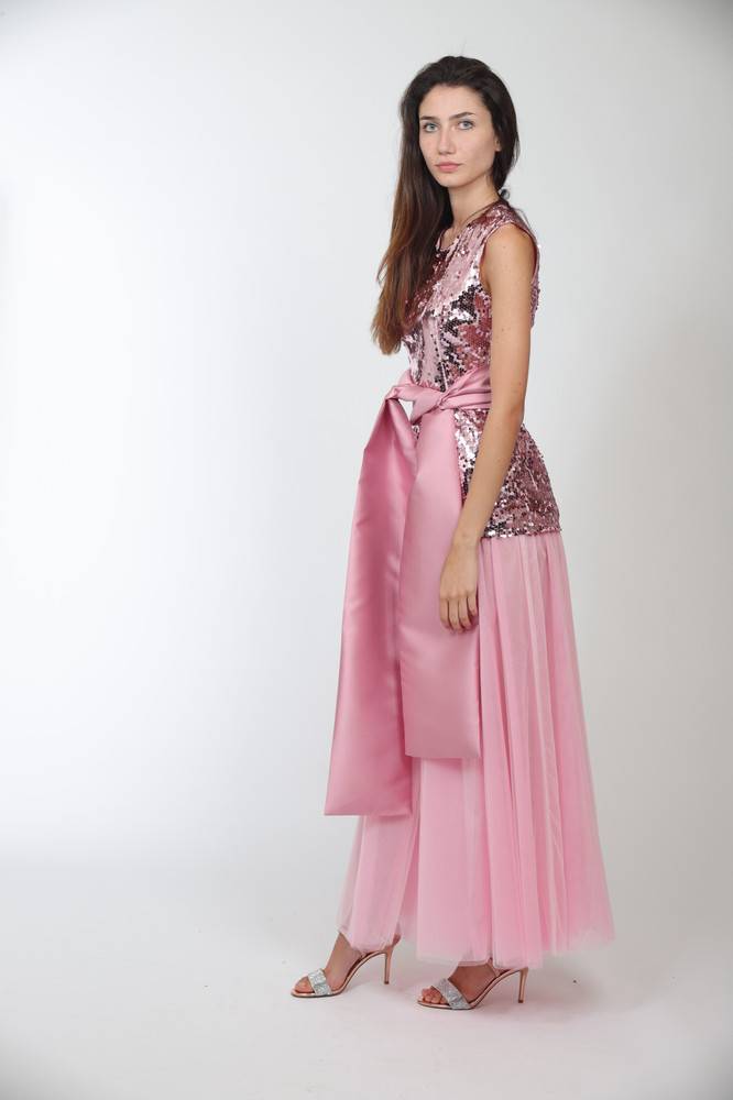 Nora Barth Abito in Tulle e Paillete Qualità Garantita