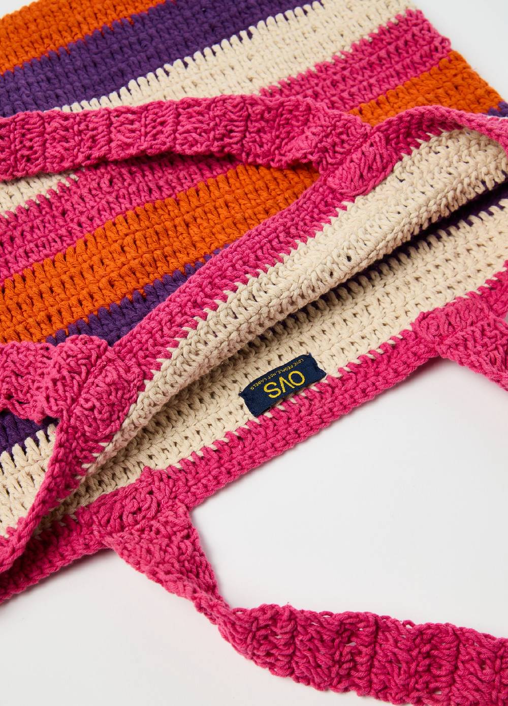 Ovs Borsa con lavorazione crochet a righe Spedizione Gratuita