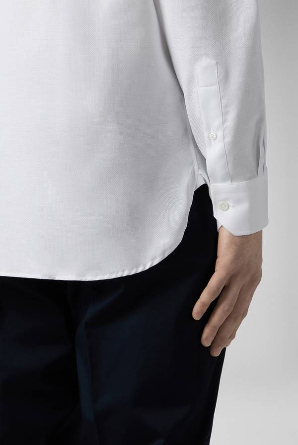 Pal Zileri Camicia bianca in cotone con micro struttura Saldi Di Fabbrica