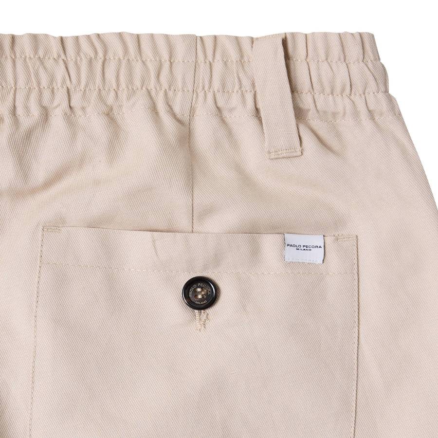 Paolo Pecora Pantalone in Tela di Cotone Lino - Sabbia Offerte