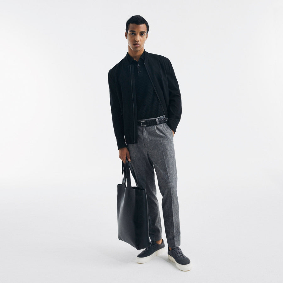 Paolo Pecora Polo Manica Corta in Puro Cotone Extrafine - Nero In Vendita