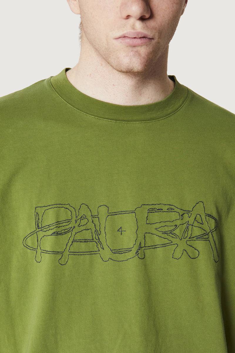 Paura COSTA OVERSIZED T-SHIRT COSMIC LOGO GREEN Vendita Calda