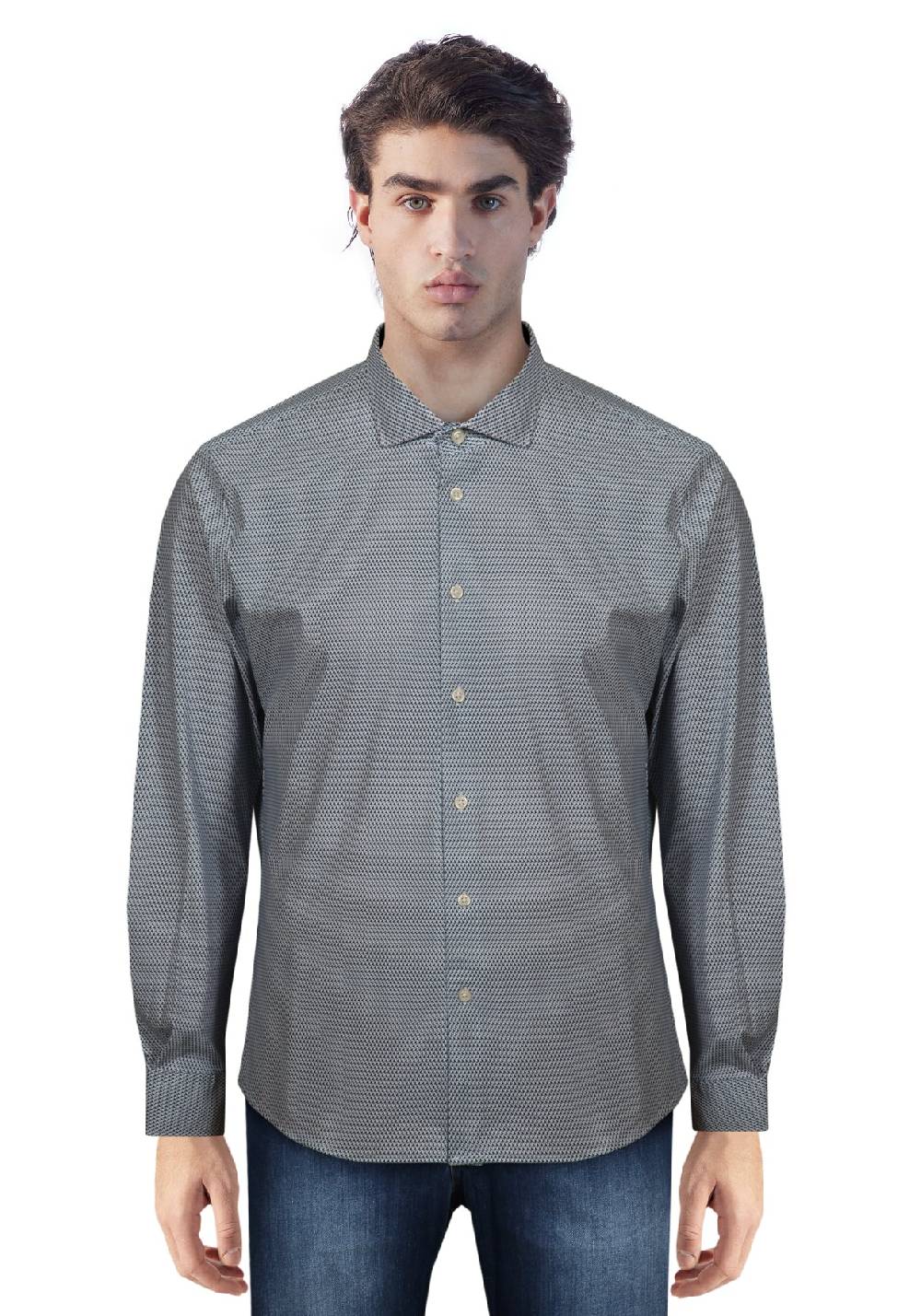 Primo Emporio Camicia in Poliammide Micro Fantasia Saldi Di Fabbrica