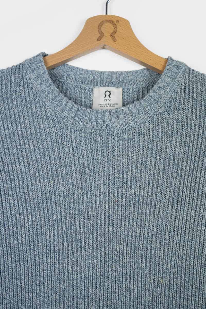 Rifò COSIMO Maglia Uomo Cotone Jeans Rigenerato Soddisfazione Garantita