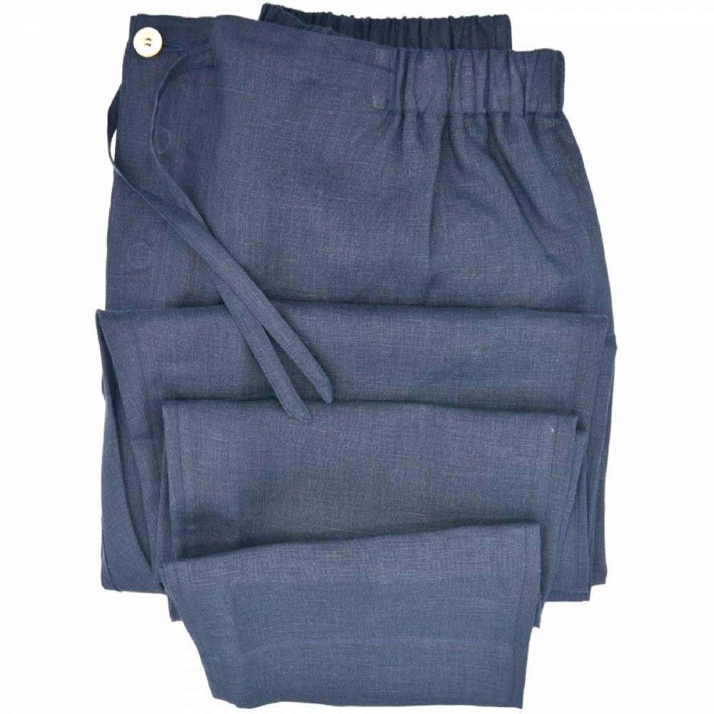 Roberto Ricetti PANTALONE LUNGO - BLU IN LINO Presa