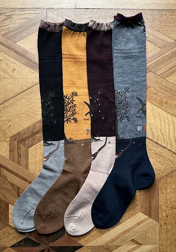 Rose & Lini ANTIPAST WOOL “OLIVE HARVEST” AM-790HS LONG SOCKS BLACK Hotsell