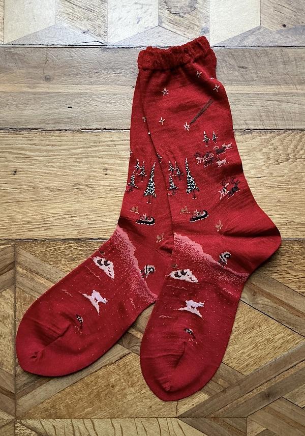 Rose & Lini ANTIPAST WOOL “LAGOM” AM-792 SOCKS RED Qualità Garantita