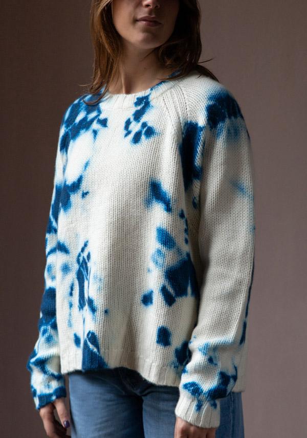 Rose & Lini SUZUSAN CASHMERE “PULL 3083” BLUE & NATURAL Italia
