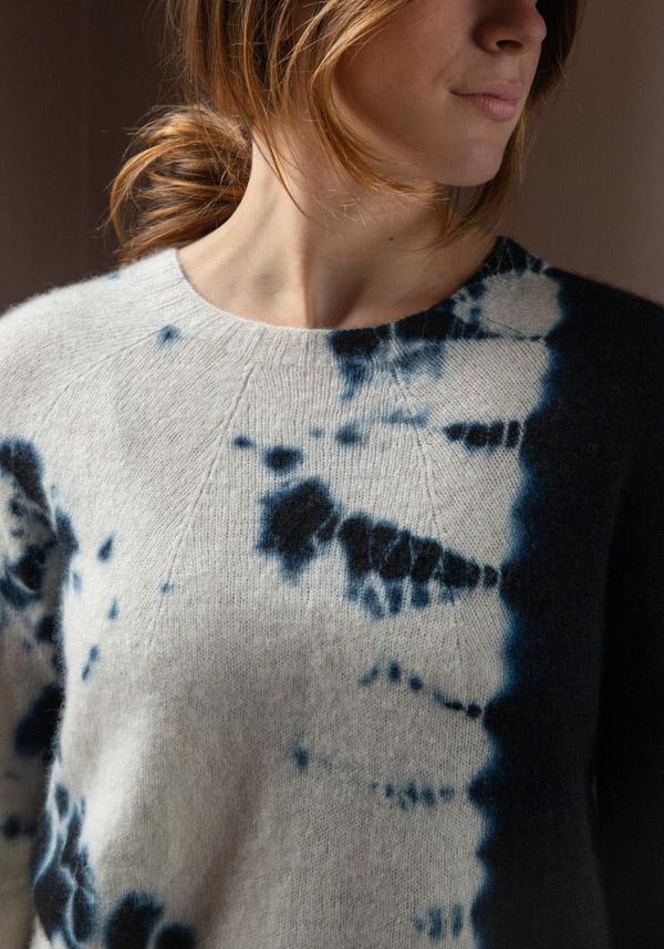 Rose & Lini SUZUSAN CASHMERE “PULL 3027” BLACK & NATURAL Consegna Veloce