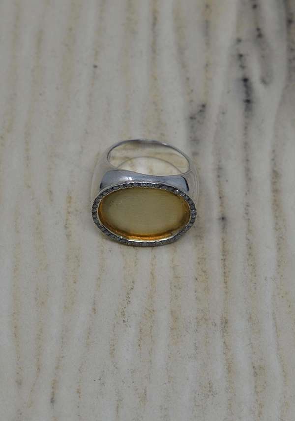 Rose & Lini ROSAMARIA SILVER GOLD & DIAMONDS “AMANI” RING Consegna Veloce