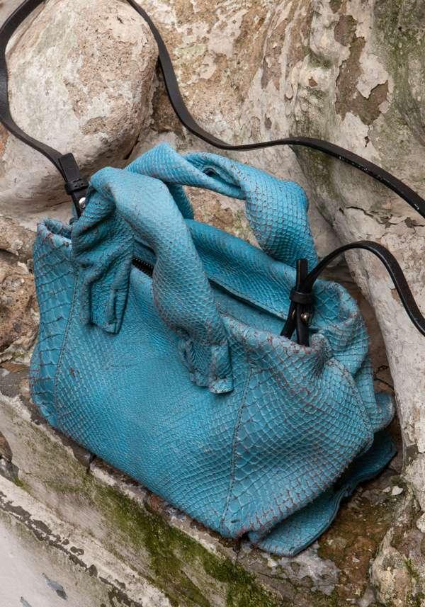 Rose & Lini SIMONA TAGLIAFERRI LIGHT BLUE PYTHON MINI SOFT BAG Italia