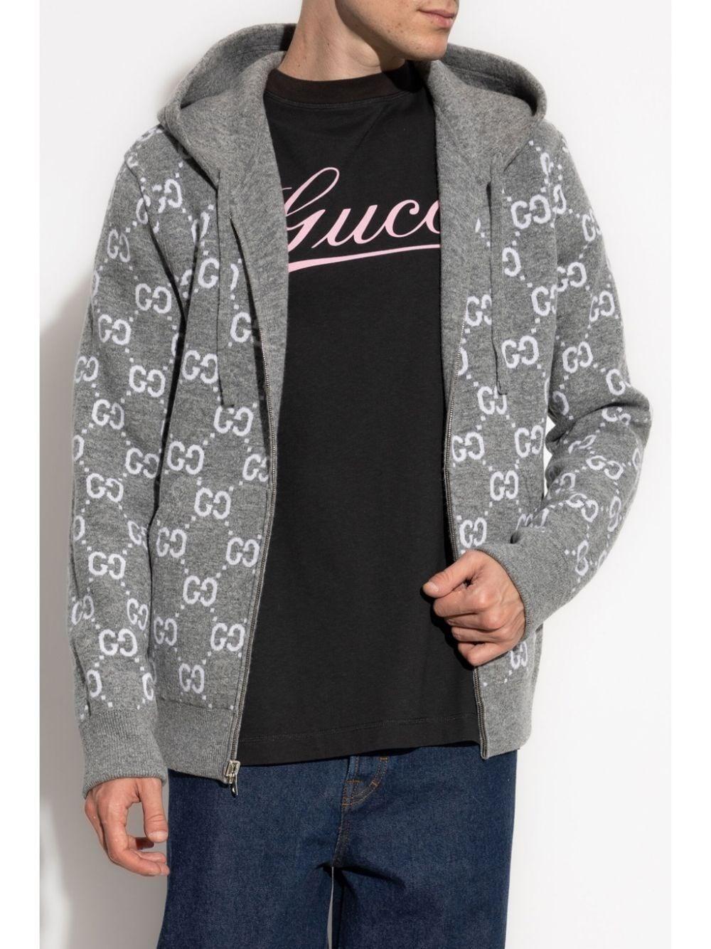 Gucci `Double GG` Full-Zip Hoodie Saldi Di Fabbrica