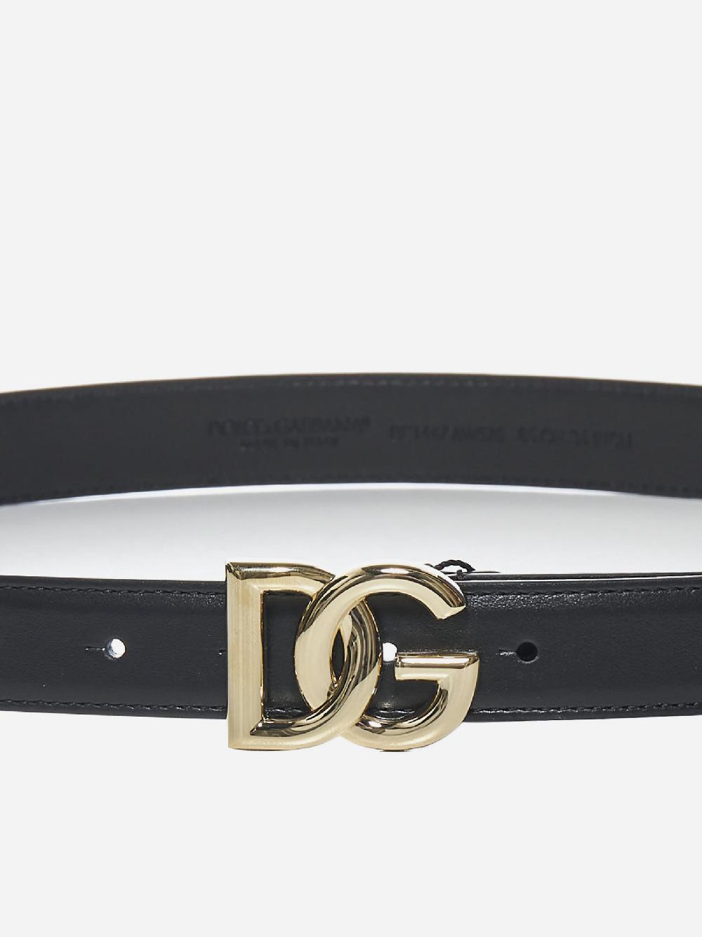DOLCE & GABBANA Cintura sottile in pelle con fibbia DG Outlet