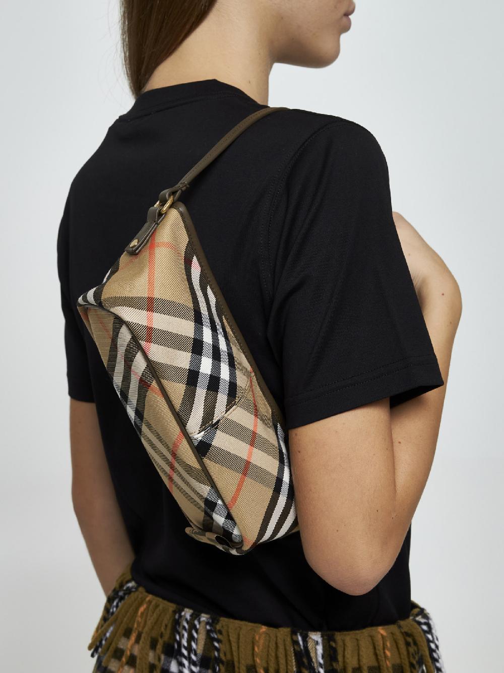 BURBERRY Borsa Baguette in tela check Prezzo Ridotto