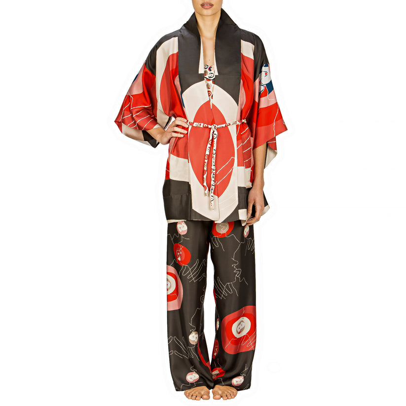Sans Tabù Kimono corto pura seta manica lunga "Il bacio" – Steel Consegna Veloce
