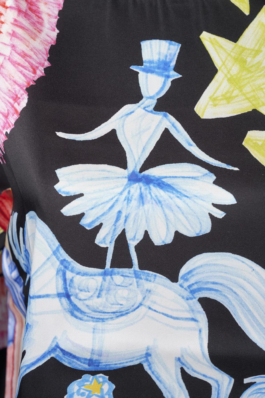Save The Queen Blusa in raso con stampa dedicata al Circo Economico