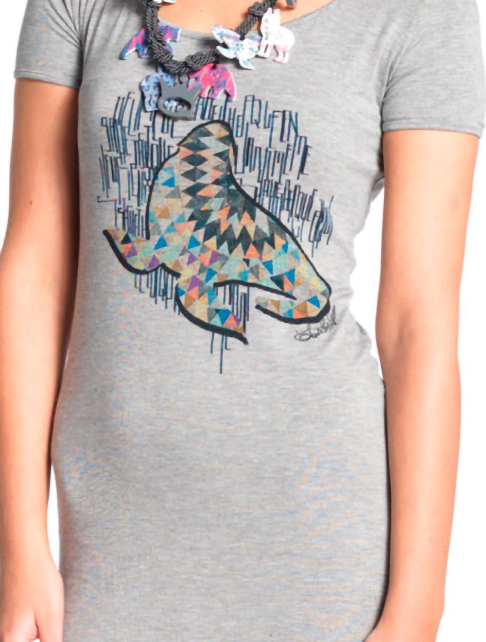 Save The Queen Set t-shirt lunga grigia con leggings Italy