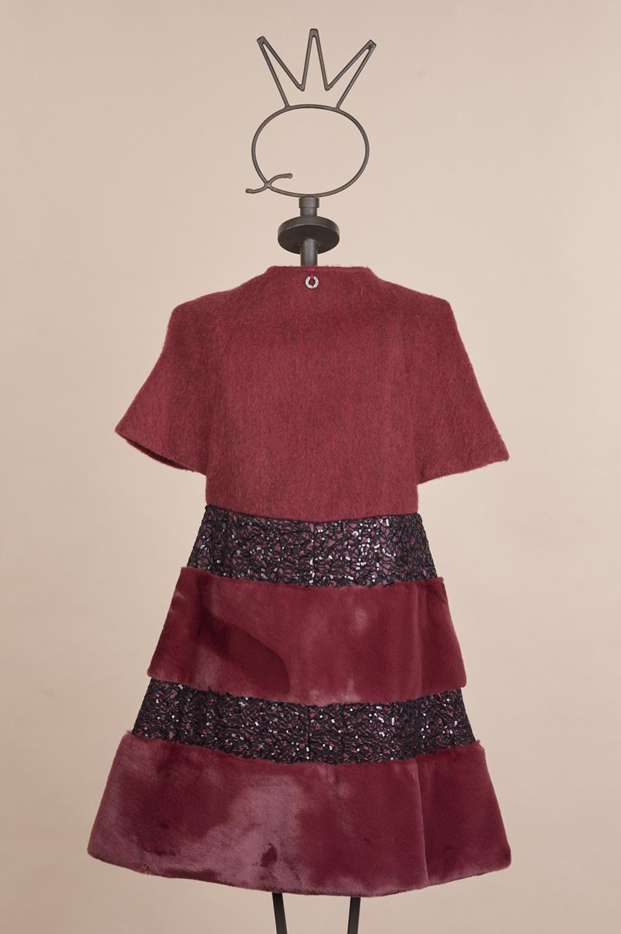 Save The Queen Mantella in lana ed eco pelliccia con dettagli di paillettes Moda