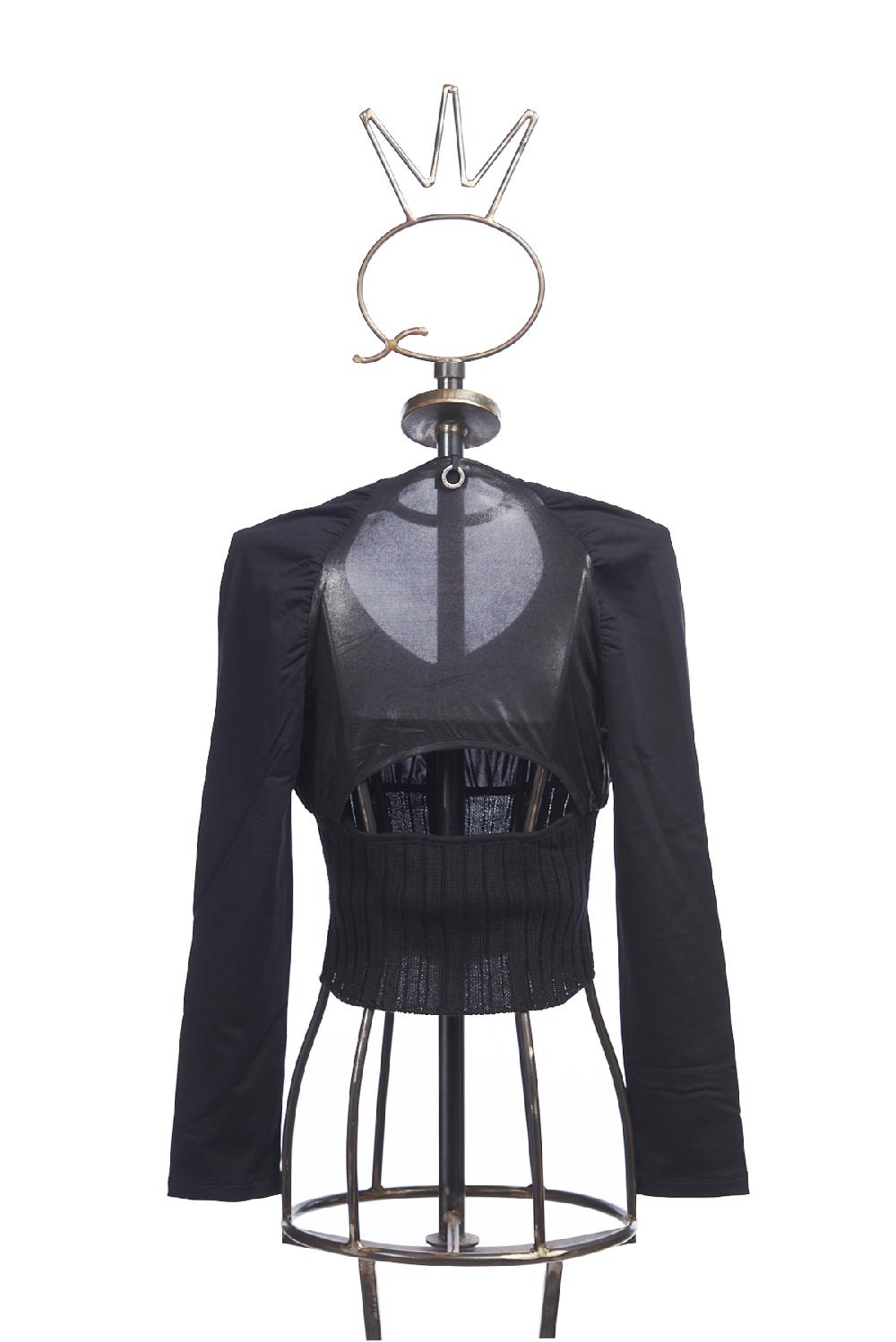 Save The Queen Giacchino corto nero in jersey e inserti in maglia Hotsell