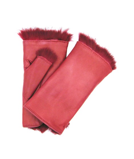 Sermoneta Gloves Manicotto in Nappa 2bt foderato in Lapin Rosso scuro Convenienza