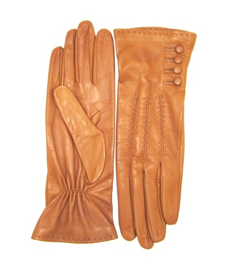 Sermoneta Gloves Guanto Nappa 4bt con bottoncini fod.seta Tan Outlet