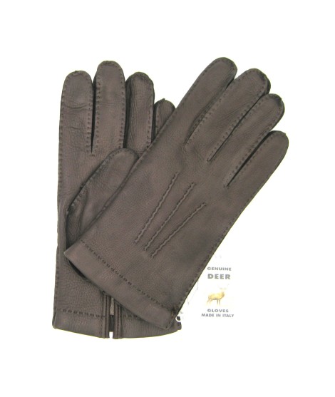 Sermoneta Gloves Guanto in Cervo cucito a mano foderato cashmere T.Moro Qualità Garantita