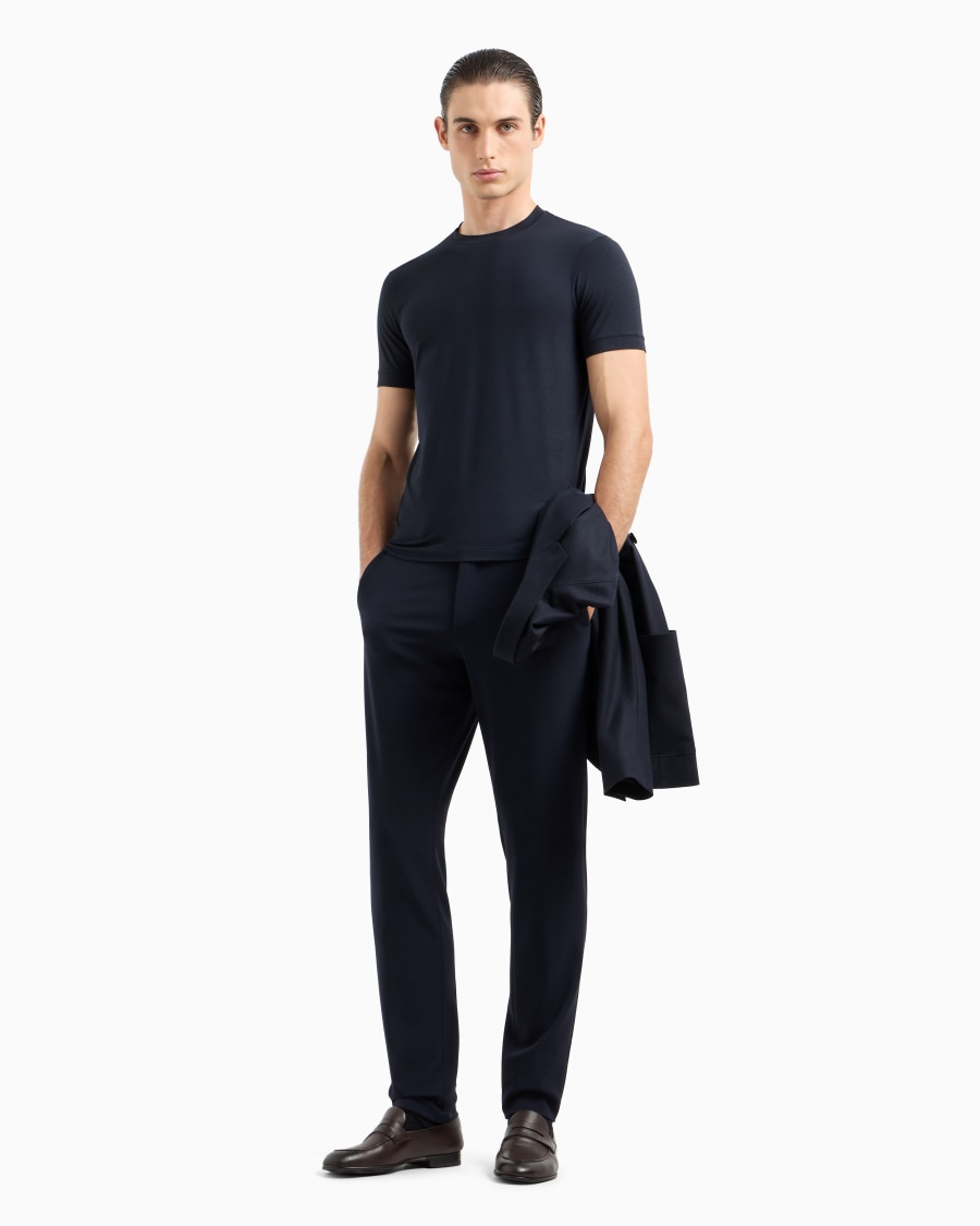 ﻿The world of armani T-SHIRT GIROCOLLO ICON IN JERSEY DI VISCOSA STRETCH Affare Del Giorno
