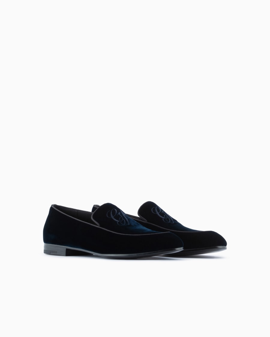 The world of armani MOCASSINI IN VELLUTO CON LOGO RICAMATO Fino Al -60%