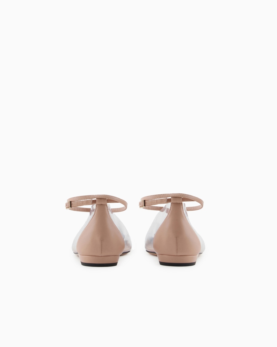 The world of armani BALLERINE CON CINTURINO IN NAPPA PVC E VELLUTO Outlet