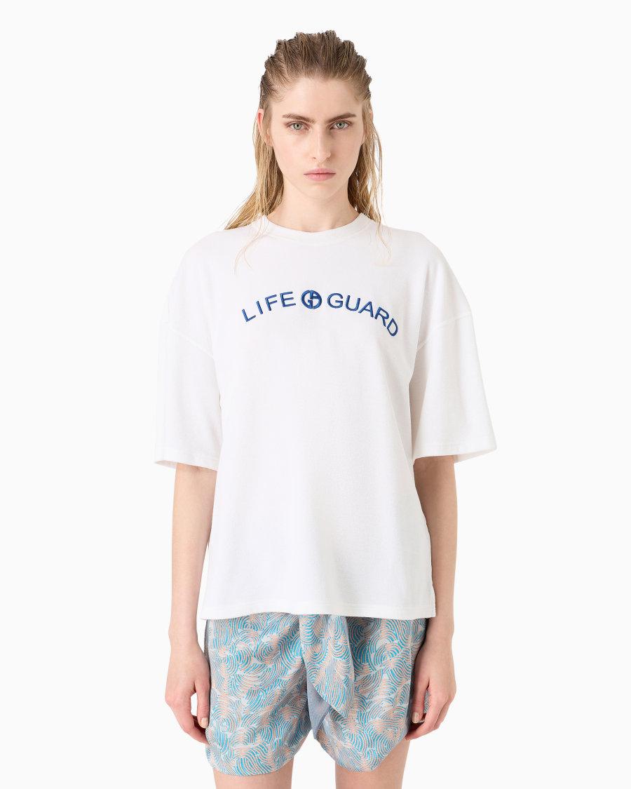 The world of armani T-SHIRT GIROCOLLO IN JERSEY DI COTONE E SETA Nuova