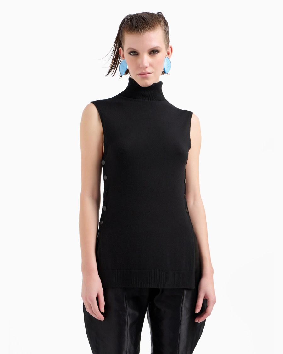 The world of armani TOP CON COLLO A LUPETTO IN LANA VERGINE Acquista Ora