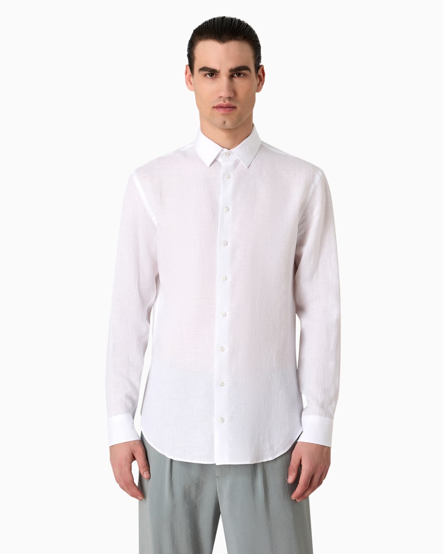 The world of armani CAMICIA REGULAR FIT IN LINO Sconto