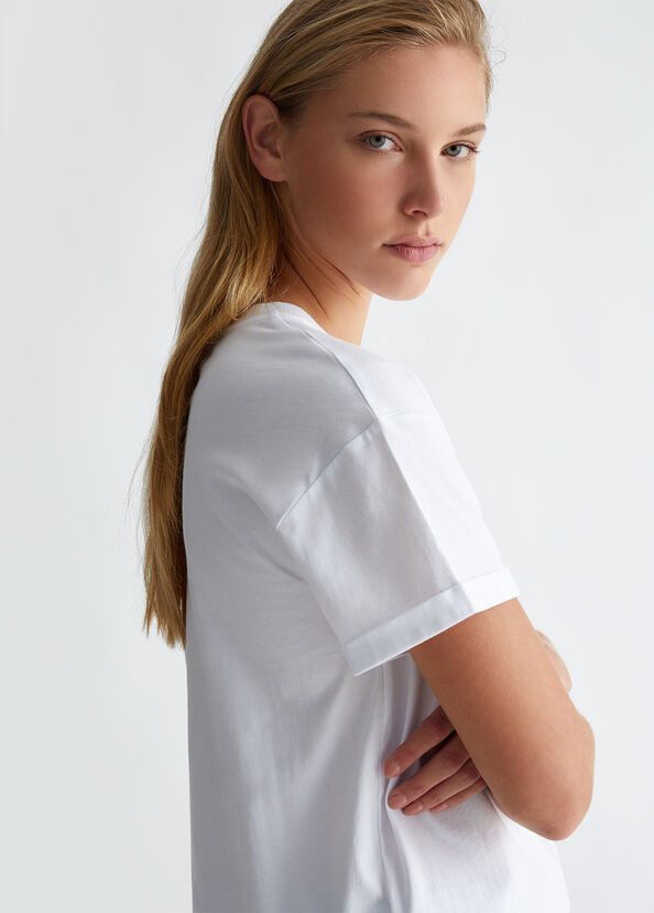 Liu Jo T-shirt con stampa e applicazioni Saldi Di Fabbrica