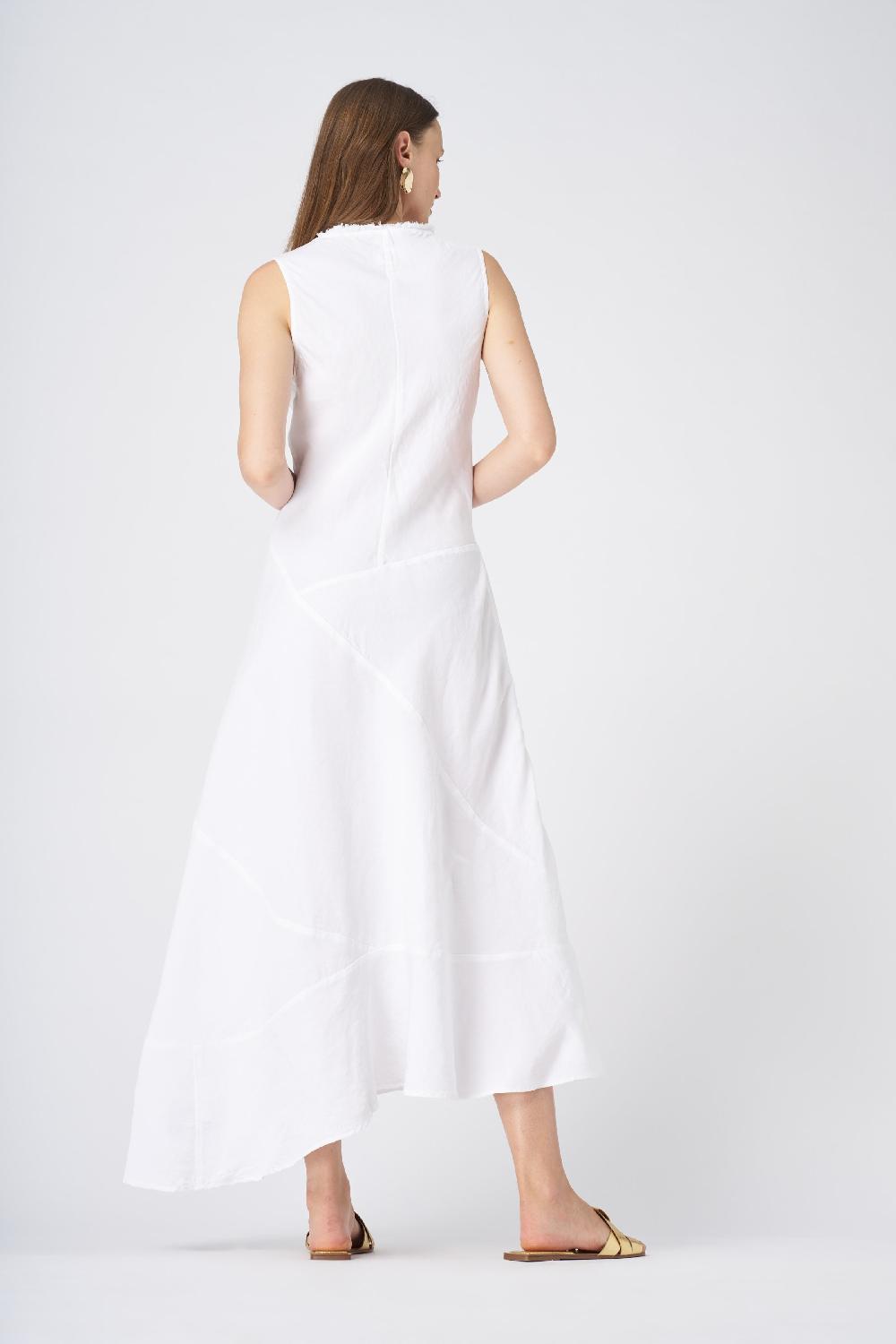 120% Lino Asymmetrical Hem Linen Maxi Dress Nuova