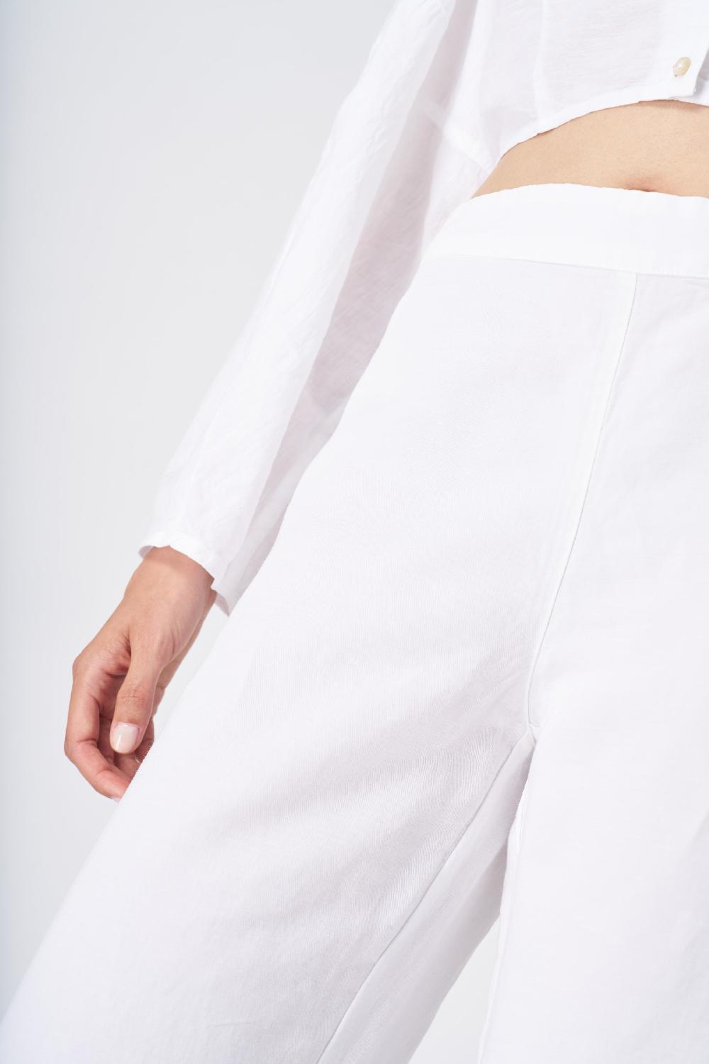 120% Lino Wide-Leg High-Waisted Linen Pants Qualità