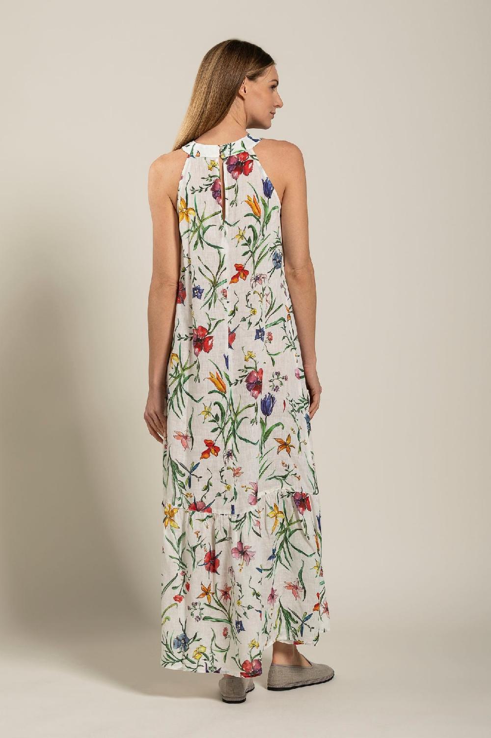 120% Lino Provance Print Maxi Dress Offerta