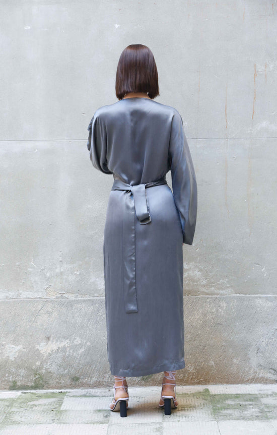 ﻿Zerobarracento Bemberg Kimono Wrap Dress Vendita Calda