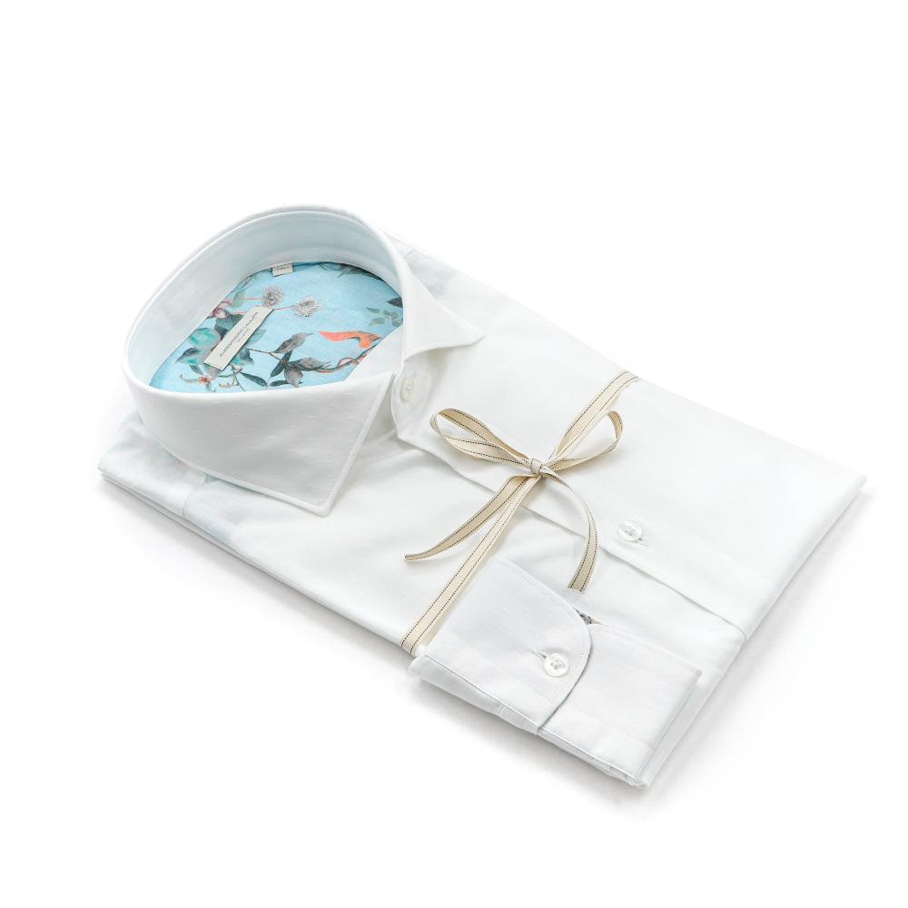 Alessandro Lamura Camicia Dobby Collo Francese Bianca Sconto
